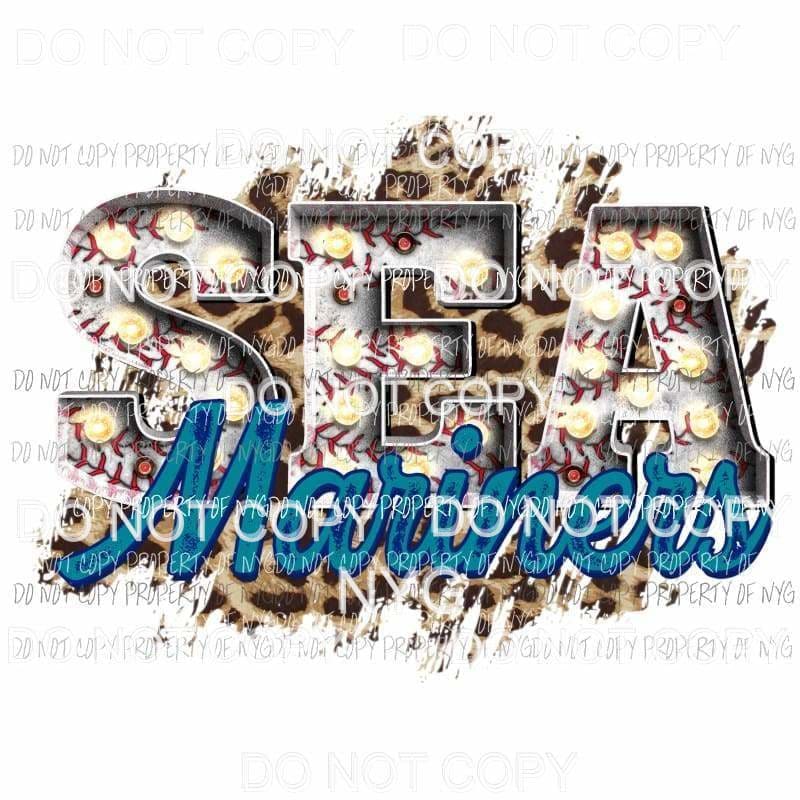 SEA Mariners baseball marquee Seattle leopard Sublimation transfers Heat Transfer