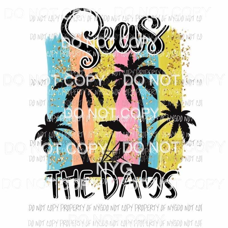 Seas The Days brushstroke palm trees Sublimation transfers Heat Transfer