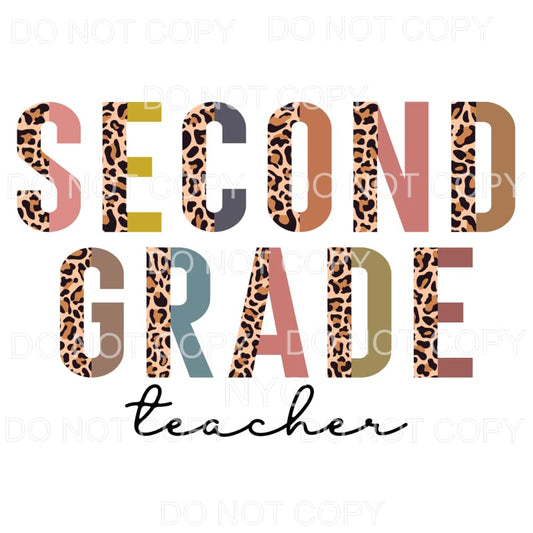 Second Grade Teacher Half Leopard Sublimation transfers - 