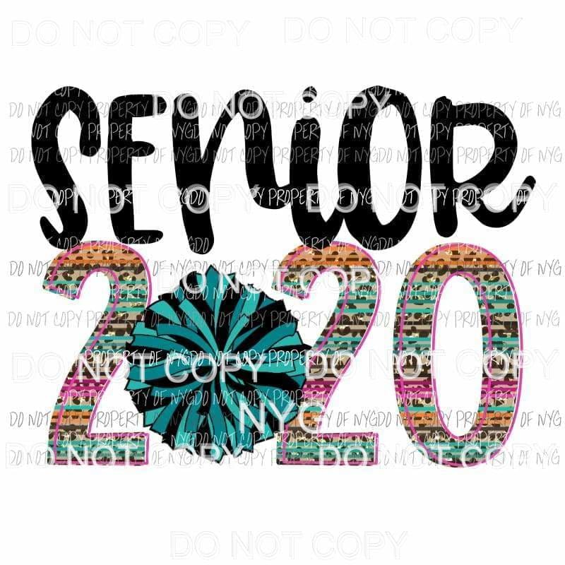 Senior 2020 Cheerleading Pom Pom Sublimation transfers Heat Transfer