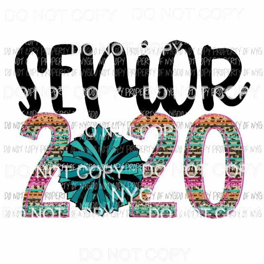 Senior 2020 Cheerleading Pom Pom Sublimation transfers Heat Transfer