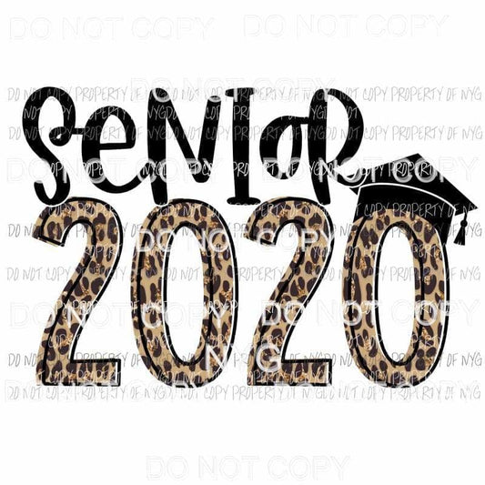 Senior 2020 leopard black graduate cap Sublimation transfers Heat Transfer