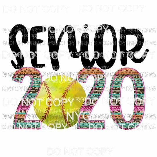 Senior 2020 Softball Sublimation transfers Heat Transfer