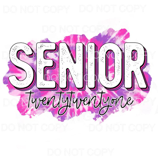 Senior 2021 Purple Pink Tie Dye Sublimation transfers - Heat