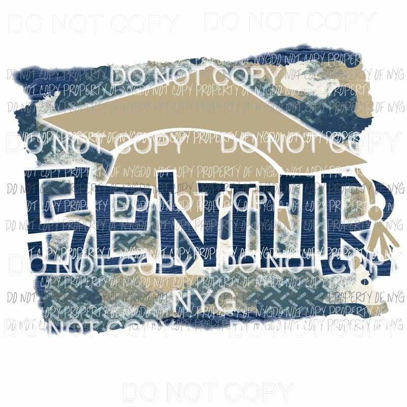 Senior square blue camo Sublimation transfers Heat Transfer