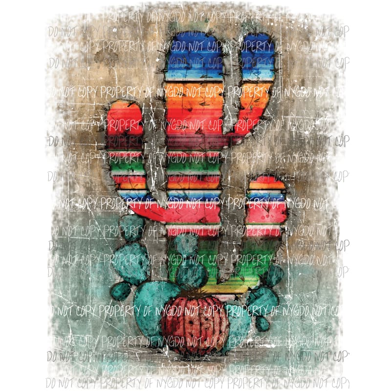 Serape Cactus with red pumpkin Sublimation transfers Heat Transfer