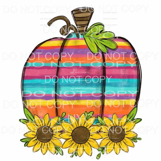 Serape Pumpkin with Sunflowers Sublimation transfers - Heat 
