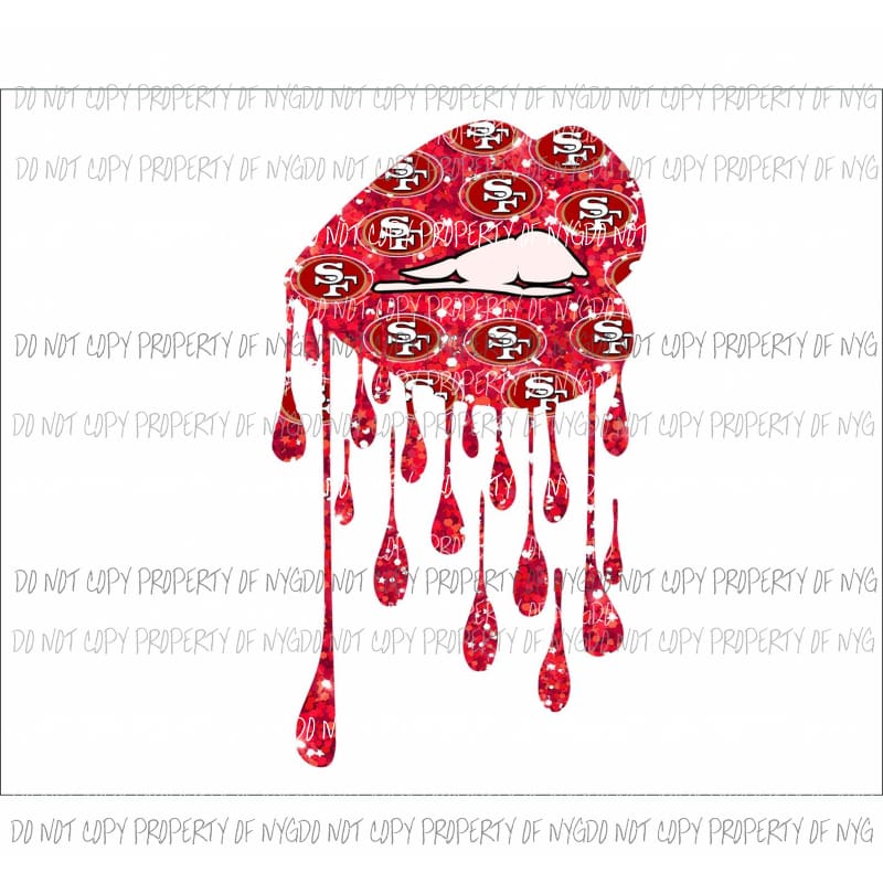SF San Francisco 49ers Red Lips paint drip Sublimation transfers Heat Transfer