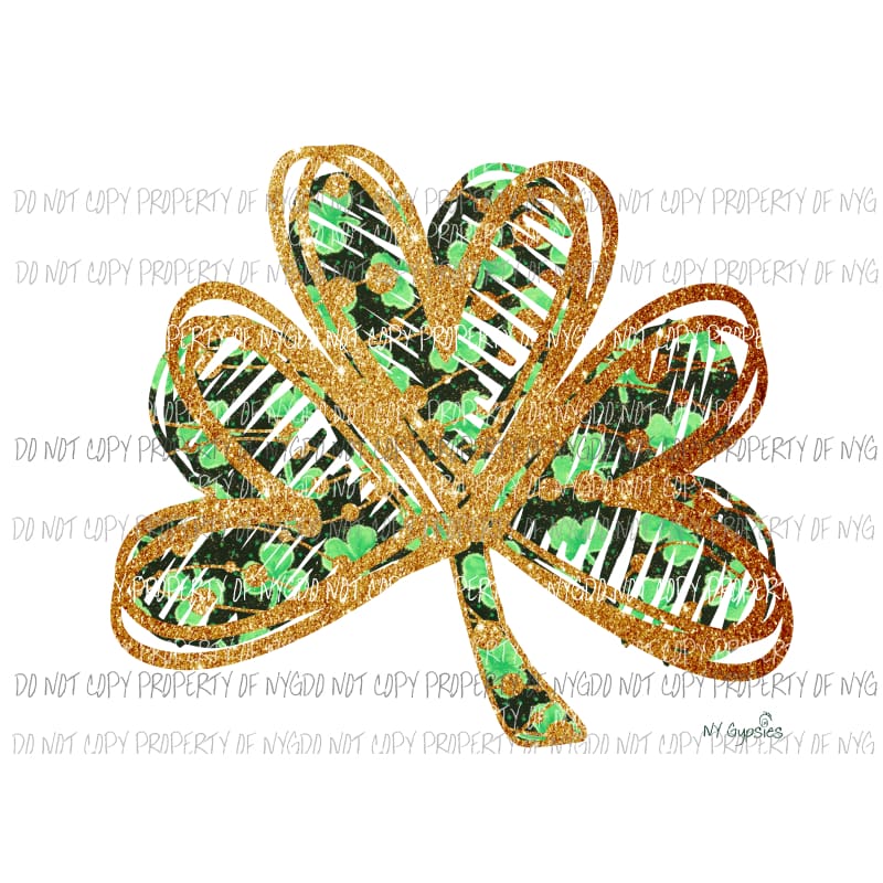 Shamrock #5 gold st patricks day Sublimation transfers Heat Transfer