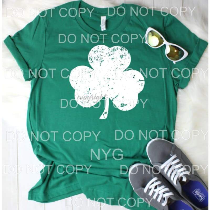 Shamrock Grunge white SCREEN PRINT - adult 13x9 inches - 