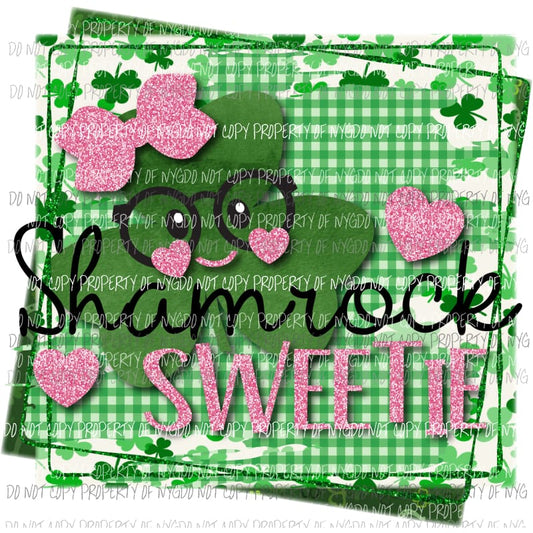 Shamrock Sweetie glasses pink bow girl Sublimation transfers Heat Transfer