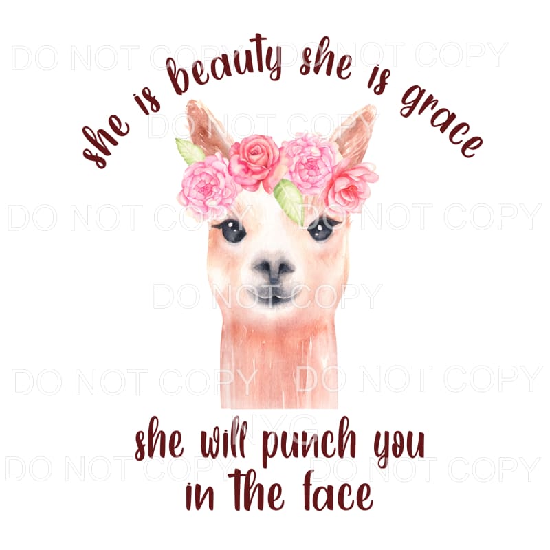 She Is Beauty Grace She Will Punch You In The Face Llama 