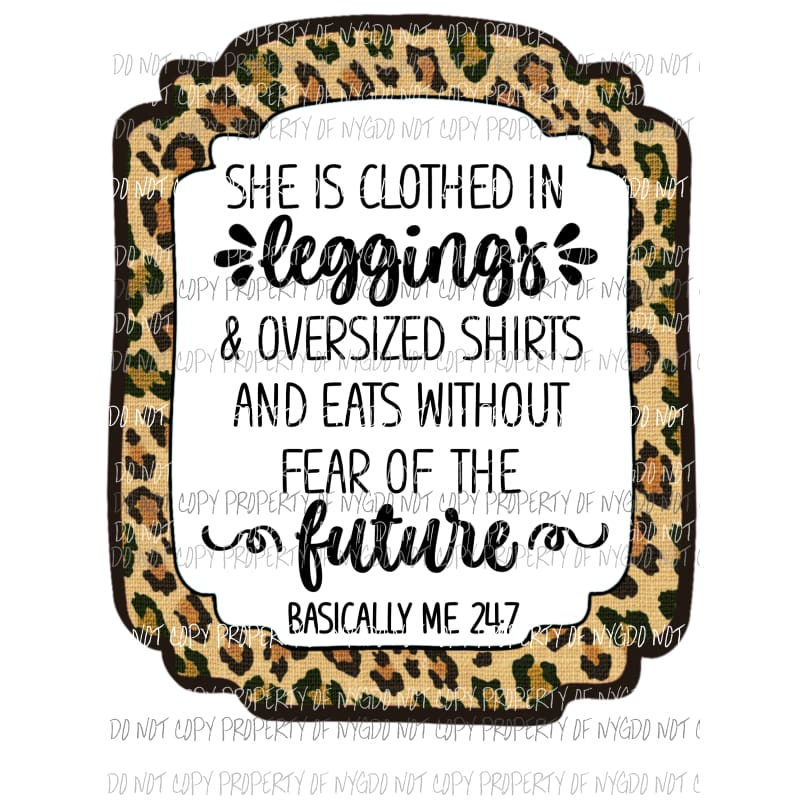 she is clothed in leggings Sublimation transfers Heat Transfer