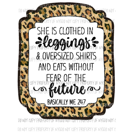 she is clothed in leggings Sublimation transfers Heat Transfer