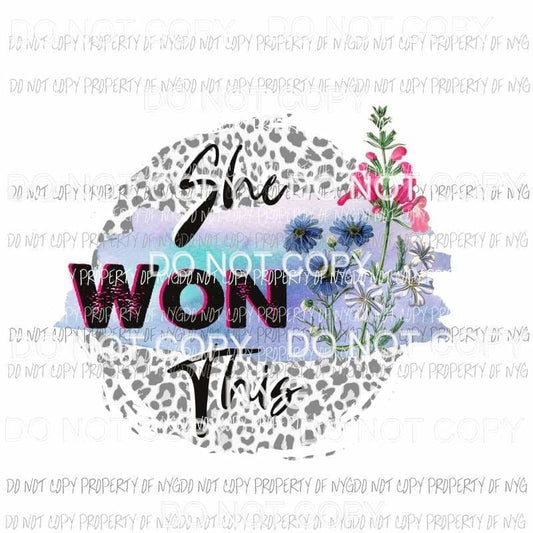 She Won This leopard circle flowers Sublimation transfers Heat Transfer