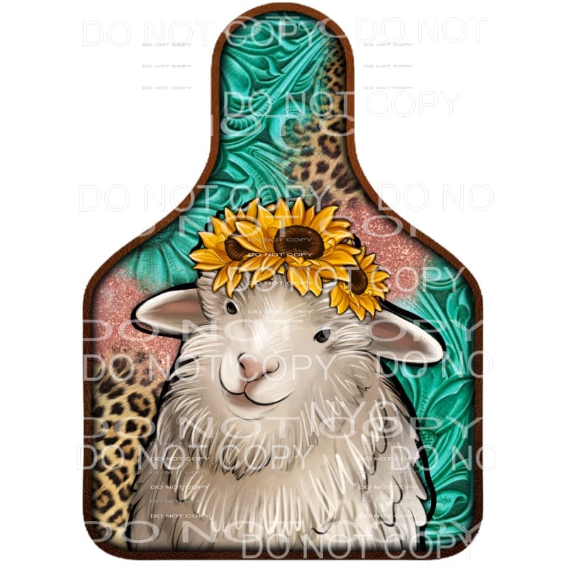 Sheep Sunflowers Turquoise Leather Leopard Cow Tag #2036 