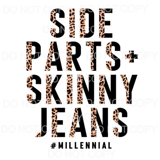 Side Parts Skinny Jeans Half Leopard Black Sublimation 