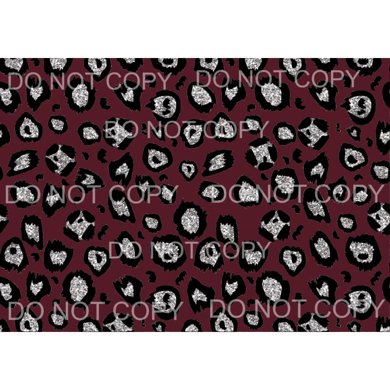 Silver Grey Maroon Leopard Sheet Sublimation transfers - 
