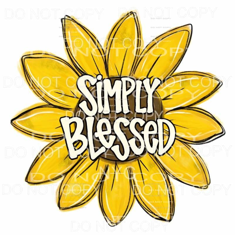 Simply Blessed Large Sunflower Sublimation transfers - Heat 