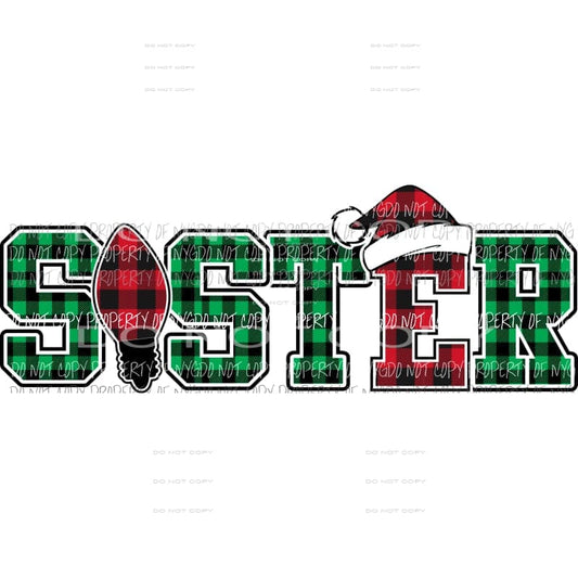 SISTER buffalo plaid santa hat bulb Sublimation transfers Heat Transfer