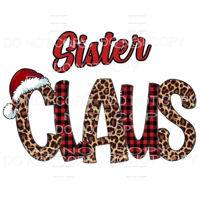 Sister Claus Red Plaid Leopard #1794 Sublimation transfers -