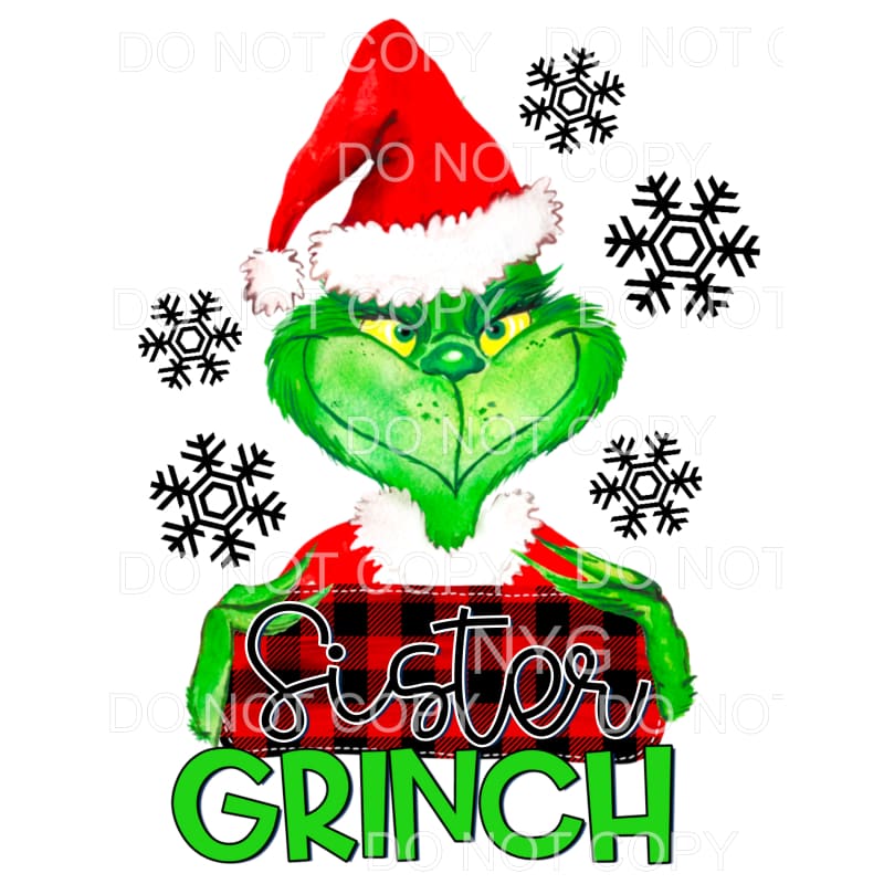 Sister Grinch Red Buffalo Plaid #1560 Sublimation transfers 
