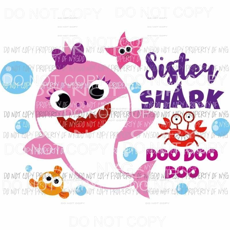 Sister Shark Sublimation transfers Heat Transfer