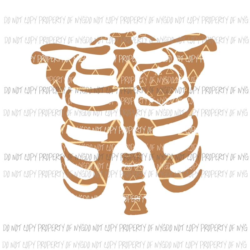 Skeleton # 5 orange triangles heart Sublimation transfers Heat Transfer