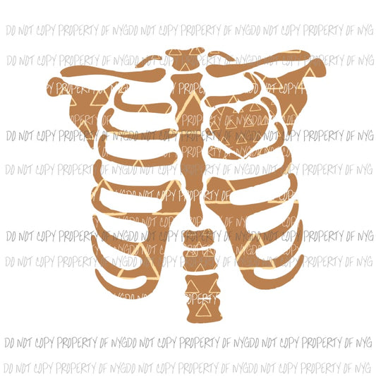 Skeleton # 5 orange triangles heart Sublimation transfers Heat Transfer