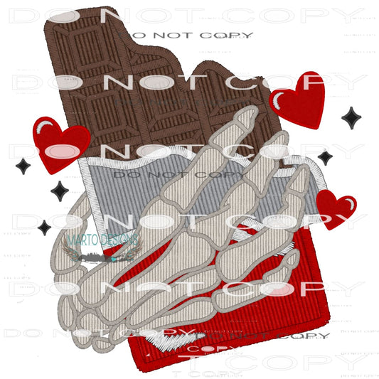 Skeleton Holding A Chocolate Bar #8854 Sublimation transfers