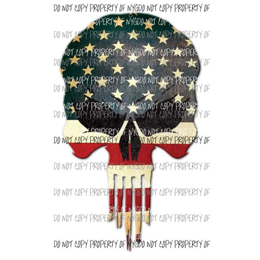 Skull American Flag Sublimation transfers Heat Transfer