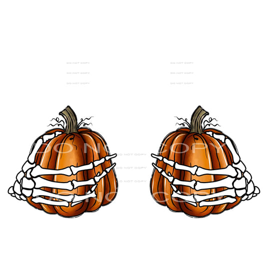 skull hands with pumpkins # 449501 Sublimation transfers - 