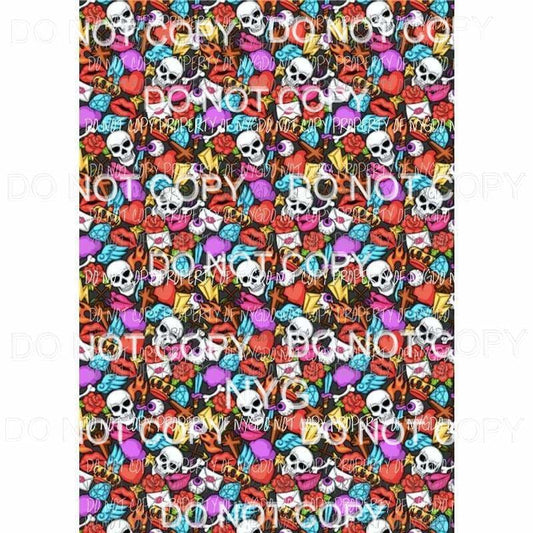 Skulls Lips Flames Sheet Sublimation transfers 13 x 9 inches Heat Transfer