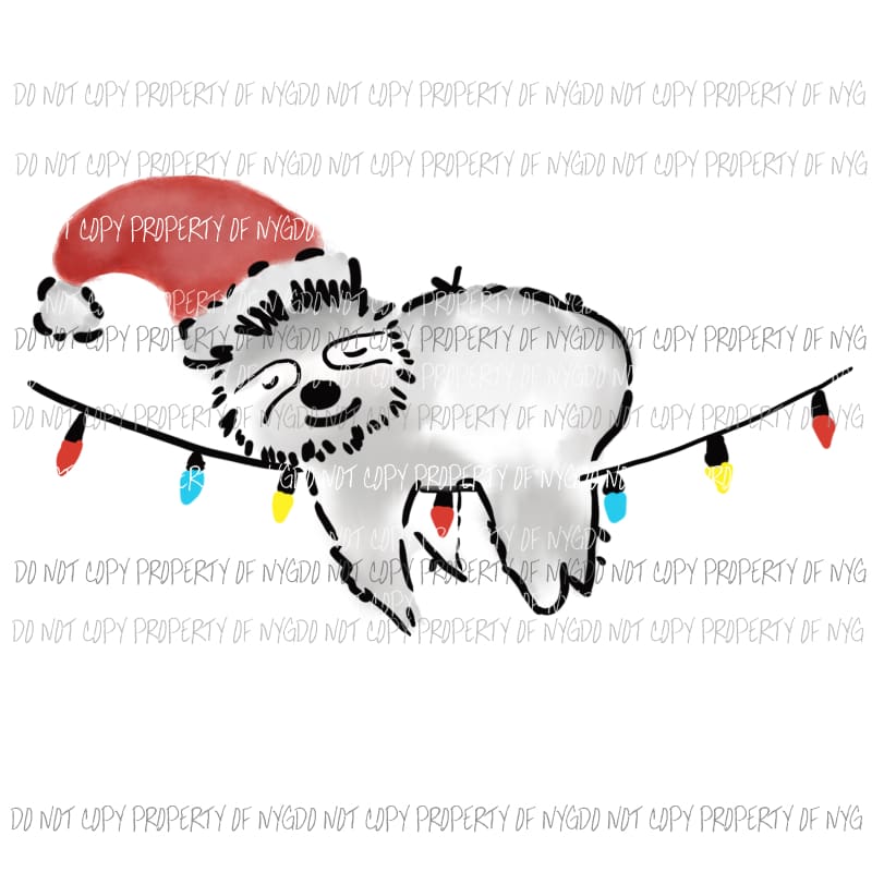Sloth Christmas Hat # 2 Sublimation transfers Heat Transfer