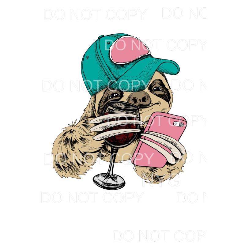 Sloth Wine Beanie Trucker Hat Cell Phone Sublimation 