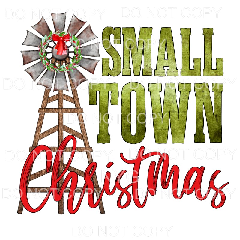 Small Town Christmas Windmill Wreath Sublimation transfers -