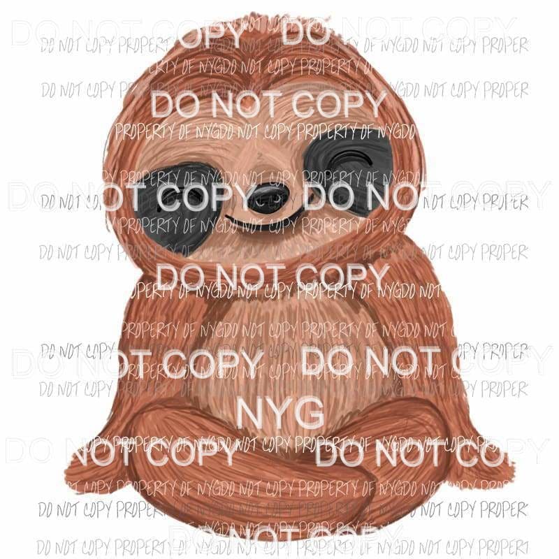 Smiling Sloth watercolor brown Sublimation transfers Heat Transfer
