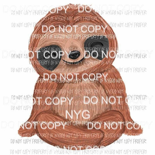 Smiling Sloth watercolor brown Sublimation transfers Heat Transfer