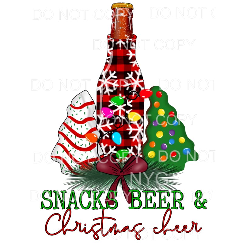 Snacks Beer & Christmas Cheer Tree Snack Cakes Red Plaid 