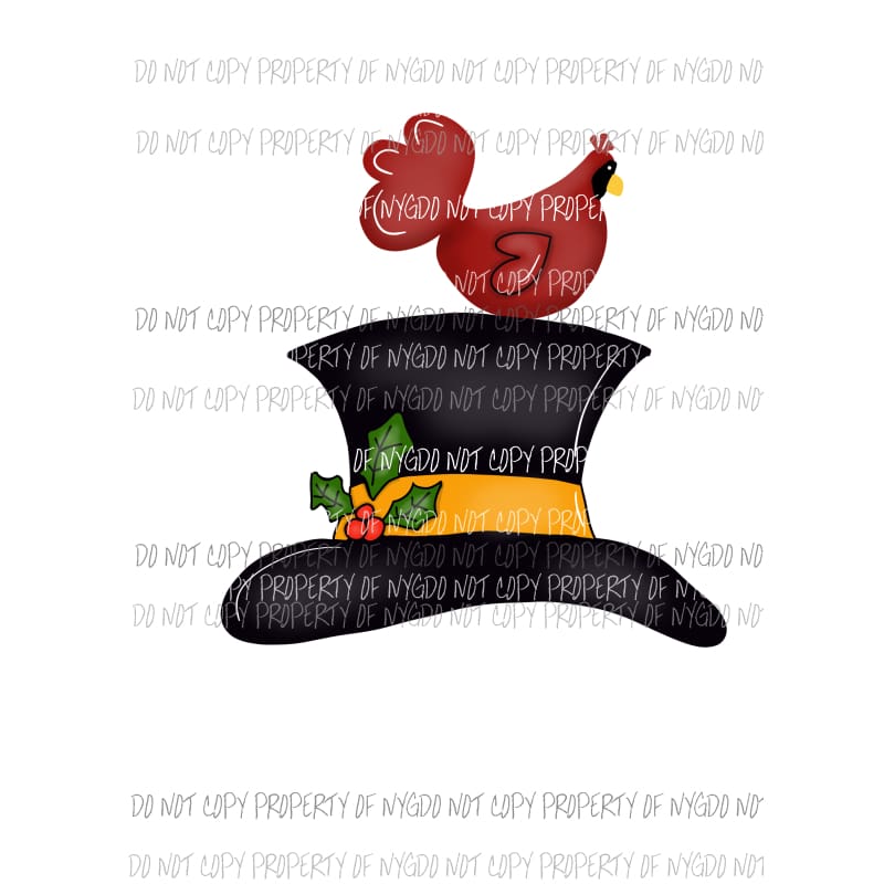 Snow Hat black red cardinal holly berry Sublimation transfers Heat Transfer