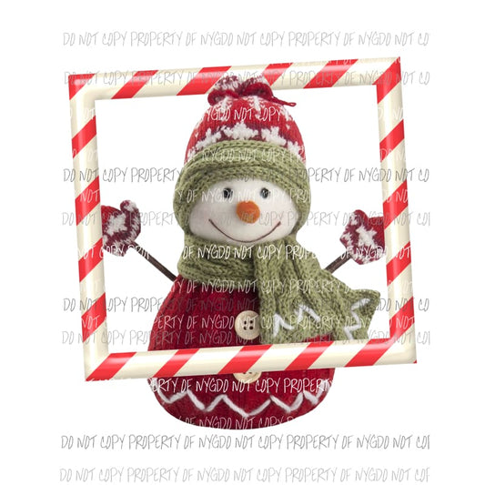 Snowman Candy cane frame Sublimation transfers Heat Transfer