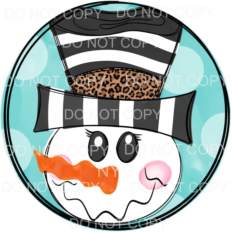 Snowman Face Black Stripe Leopard Hat Circle Frame 