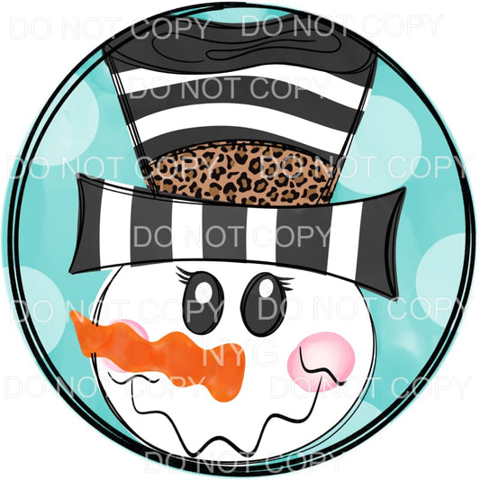 Snowman Face Black Stripe Leopard Hat Circle Frame 