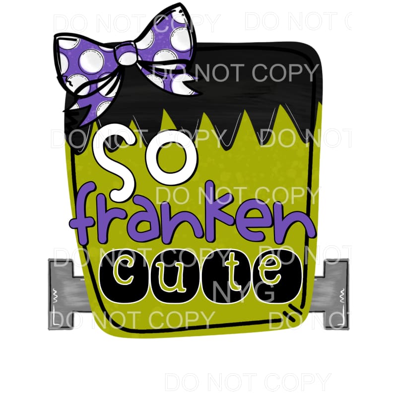 So Franken Cute Girl Frankenstein Purple Bow Halloween #319 