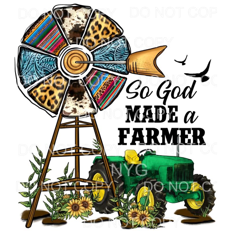 So God Made A Farmer Green Tractor Serape Cowhide Leather 