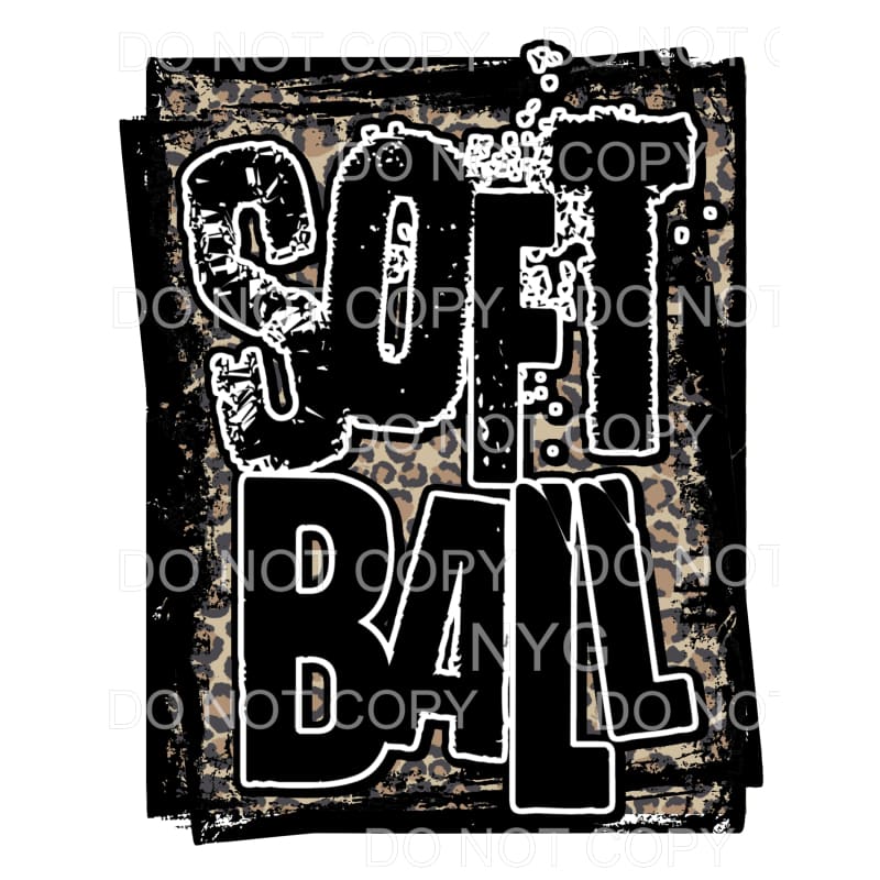 Softball Brown Leopard Double Framed Sublimation transfers -
