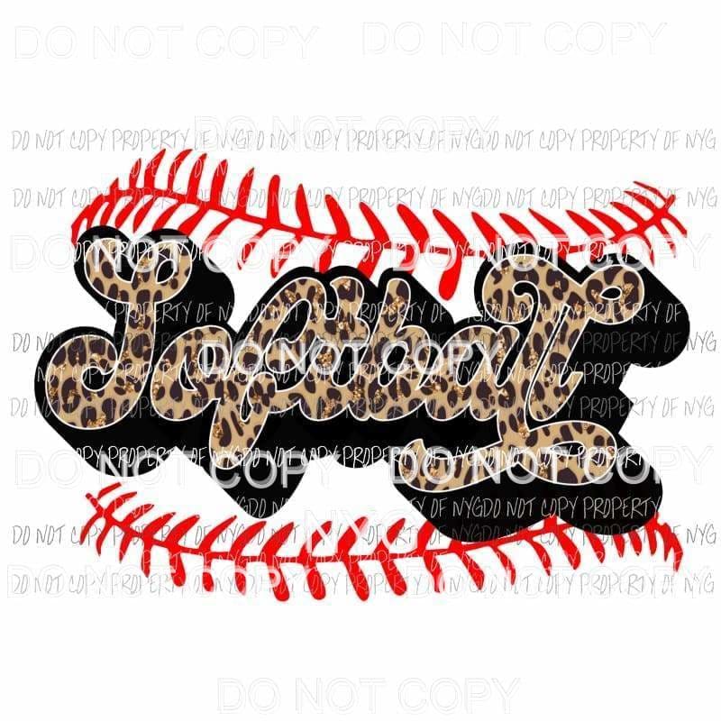 Softball Leopard red stitching Sublimation transfers Heat Transfer