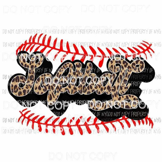 Softball Leopard red stitching Sublimation transfers Heat Transfer