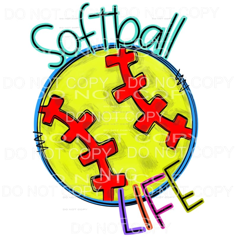 Softball Life Doodle Sublimation transfers - Heat Transfer