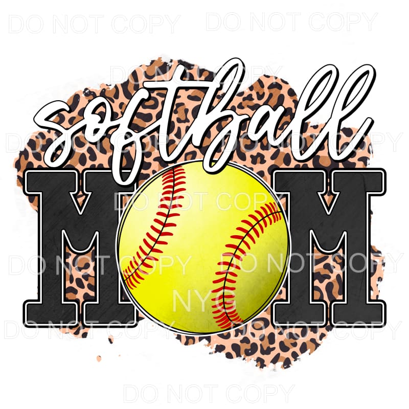 Softball Mom Leopard Background Sublimation transfers - Heat